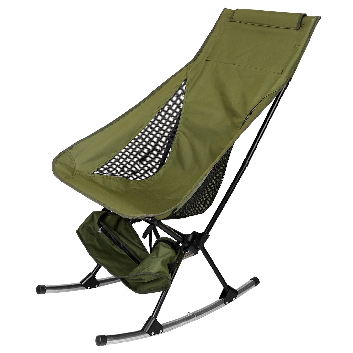 Portable Camping Rocking Chair – High Back Folding Rocker with Carry Bag, 198 lb Capacity for Camping, Fishing & Outdoor Relaxation