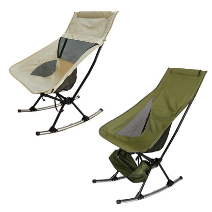Portable Camping Rocking Chair – High Back Folding Rocker with Carry Bag, 198 lb Capacity for Camping, Fishing & Outdoor Relaxation