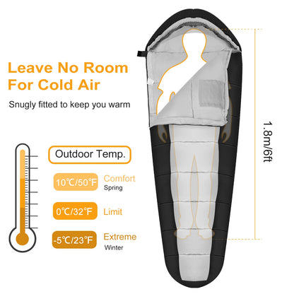 Mummy Sleeping Bag for Adults – 3-Season Warm & Water-Resistant Camping Sleeping Bag for Spring, Fall & Winter