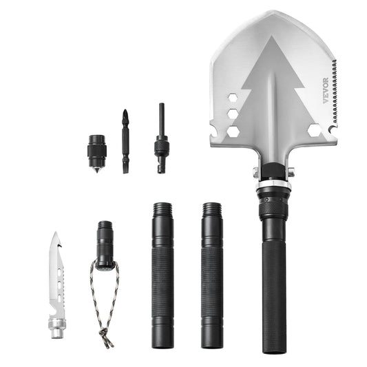 Heavy-Duty Survival Shovel — 11-in-1 Folding Tactical Multi-Tool for Camping & Outdoor Use