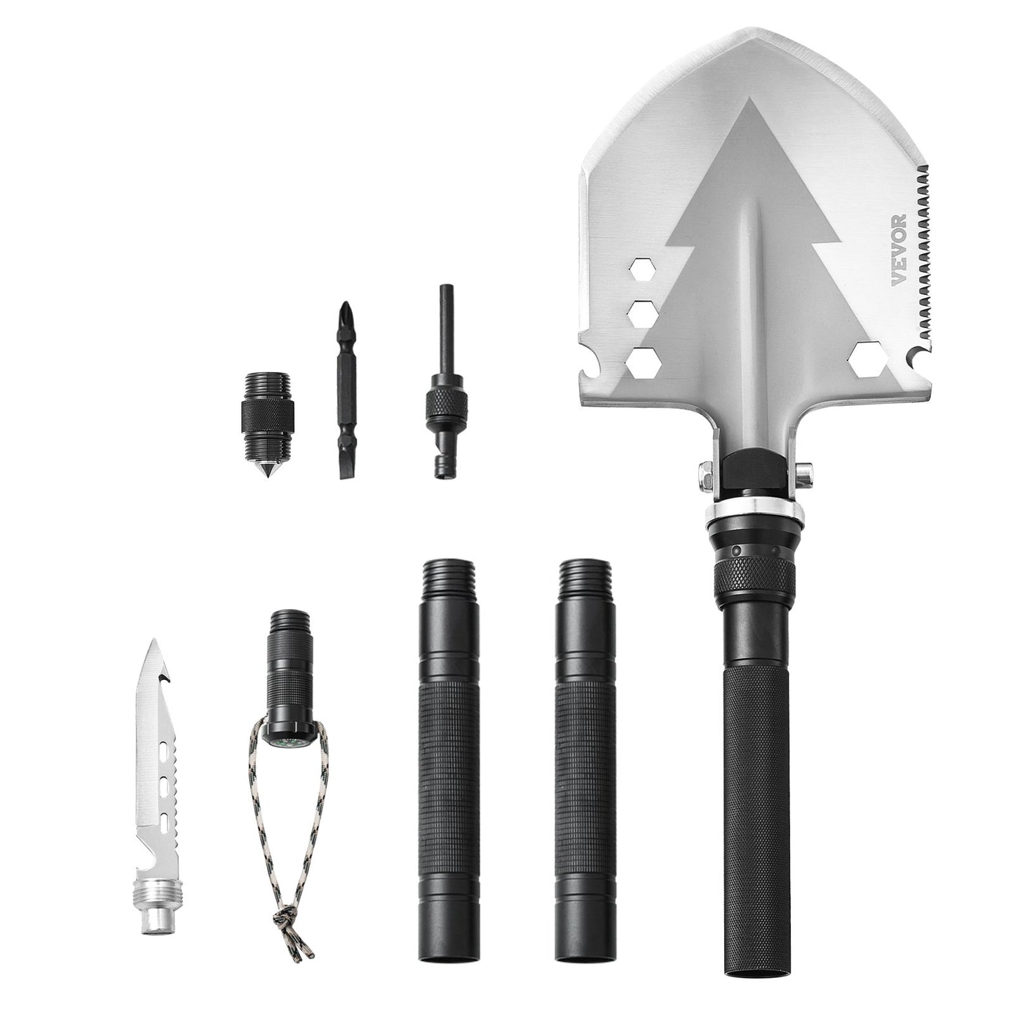 Heavy-Duty Survival Shovel — 11-in-1 Folding Tactical Multi-Tool for Camping & Outdoor Use