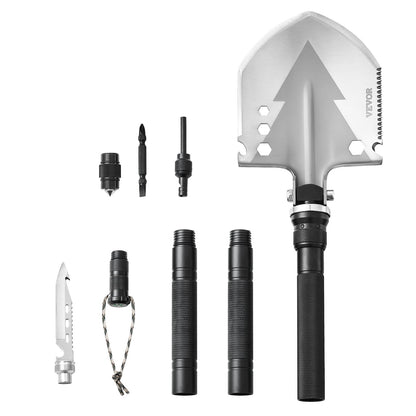 Heavy-Duty Survival Shovel — 11-in-1 Folding Tactical Multi-Tool for Camping & Outdoor Use