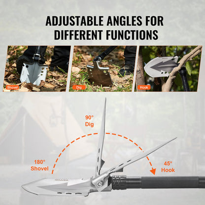 Heavy-Duty Survival Shovel — 11-in-1 Folding Tactical Multi-Tool for Camping & Outdoor Use