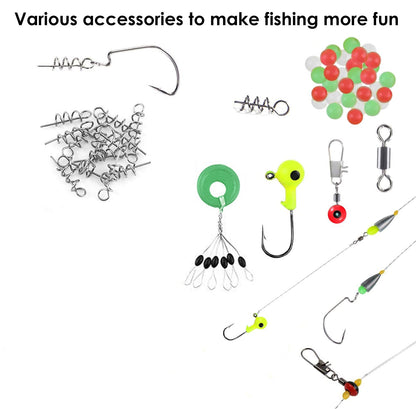188-Piece Fishing Accessory Kit – Portable Tackle Box Set with Hooks, Sinkers, Lures & Swivels for Freshwater & Saltwater Fishing