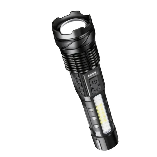 Super Powerful Rechargeable LED Flashlight – Adjustable Focus Torch with Flood & Spot Light for Camping, Fishing, Hunting & Emergencies