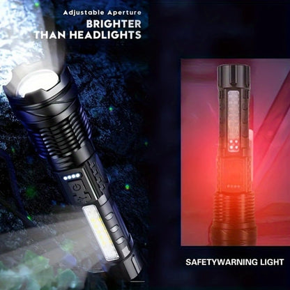 Super Powerful Rechargeable LED Flashlight – Adjustable Focus Torch with Flood & Spot Light for Camping, Fishing, Hunting & Emergencies