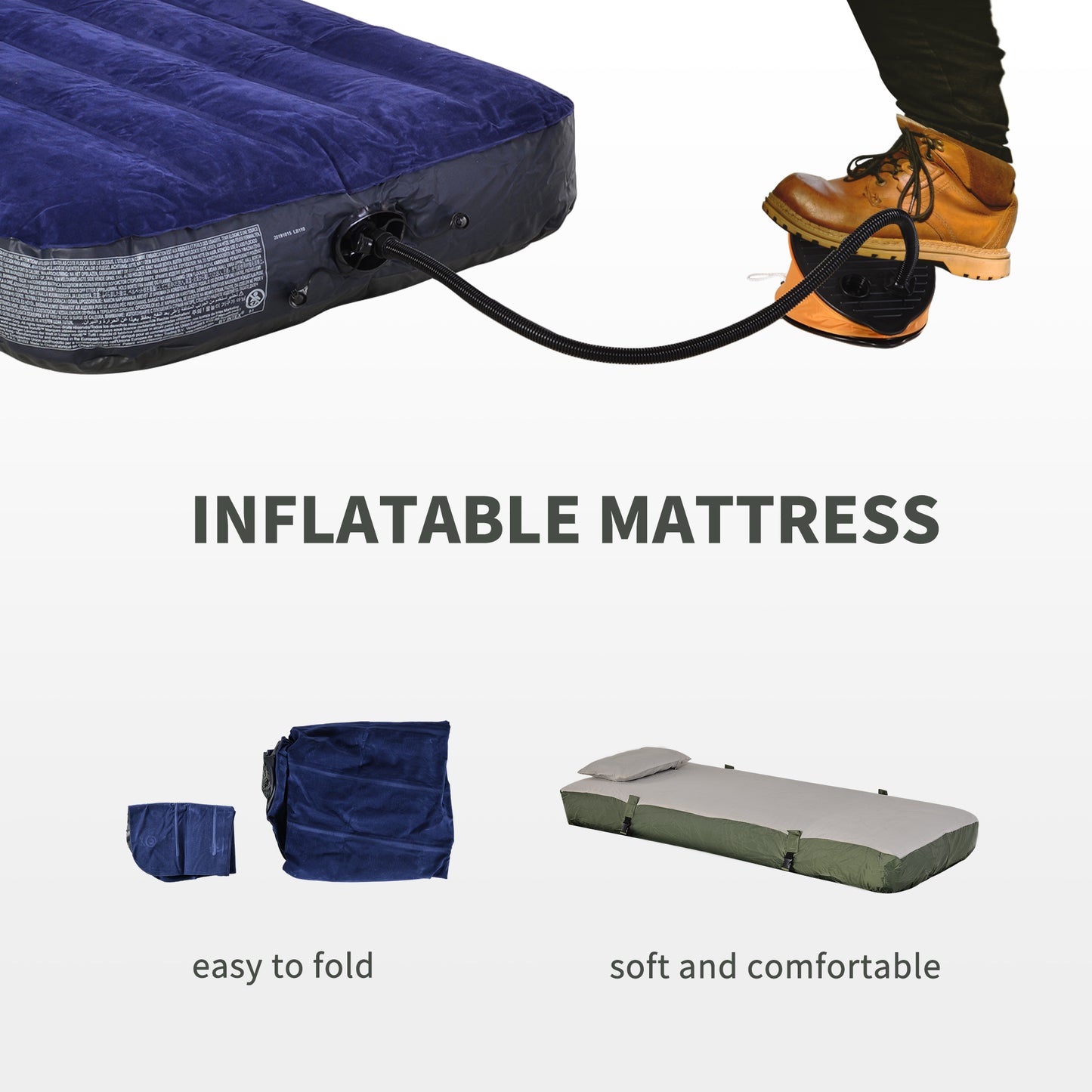 All-in-One Folding Camping Cot with Tent – Elevated Sleeping Cot with Sleeping Bag, Air Mattress & Pillow for Adult Camping