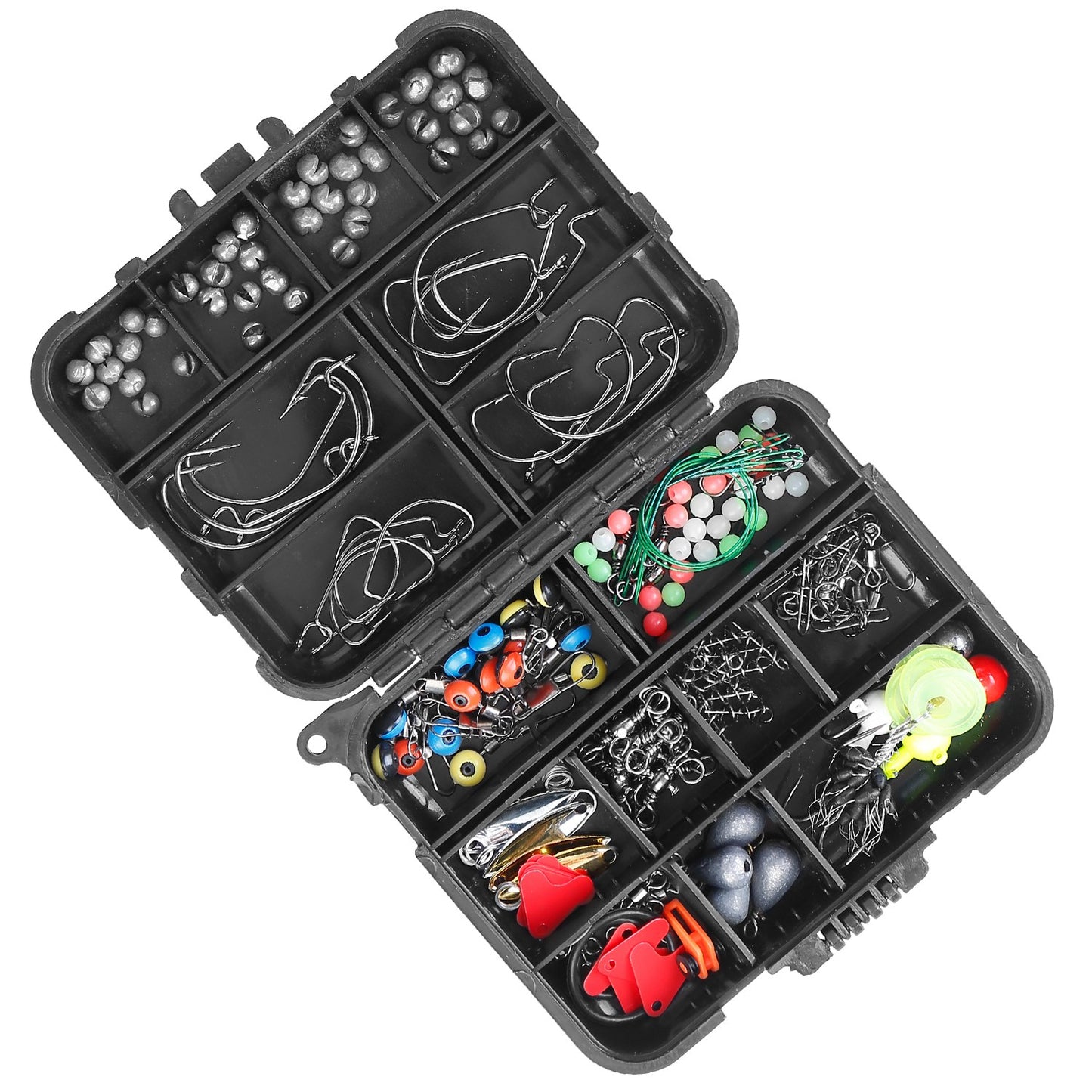 188-Piece Fishing Accessory Kit – Portable Tackle Box Set with Hooks, Sinkers, Lures & Swivels for Freshwater & Saltwater Fishing