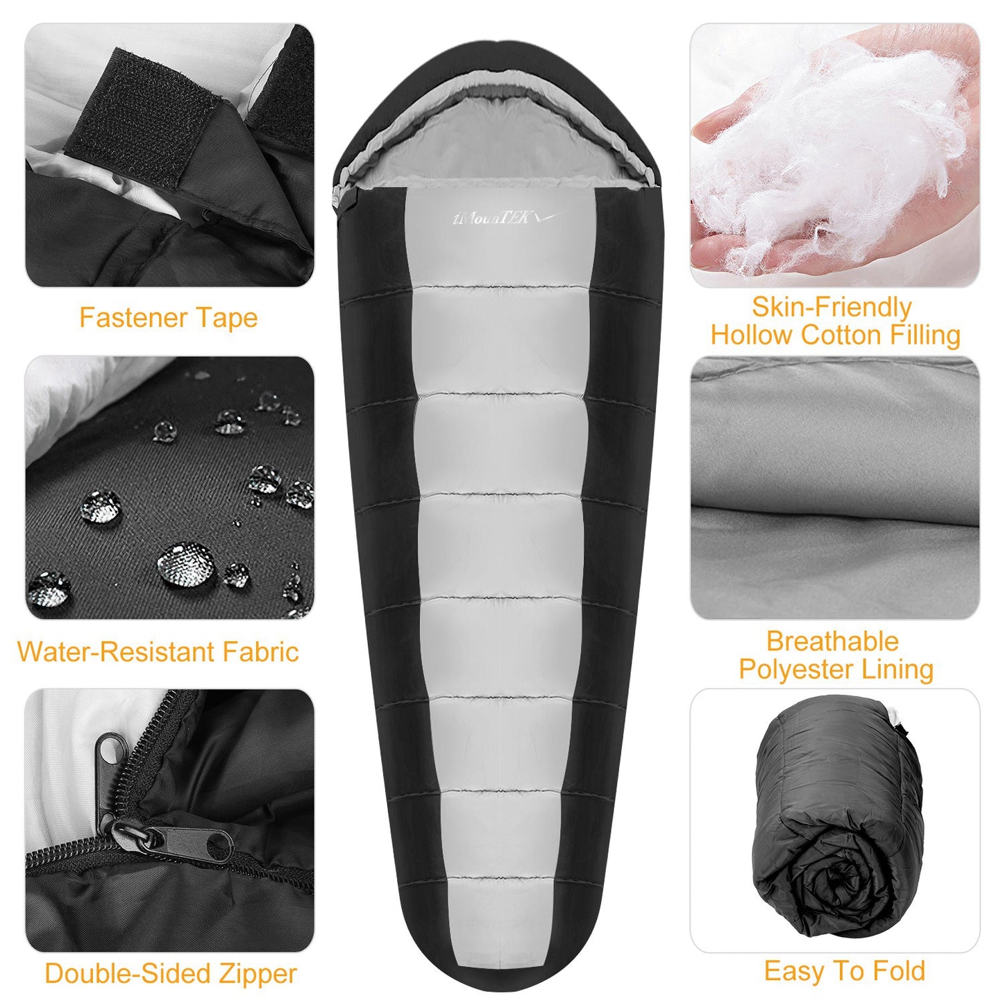 Mummy Sleeping Bag for Adults – 3-Season Warm & Water-Resistant Camping Sleeping Bag for Spring, Fall & Winter