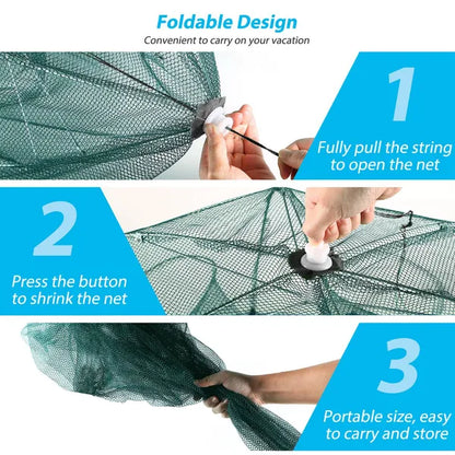 Foldable Fishing Trap Net – Automatic Pop-Up Bait Trap for Shrimp, Minnow, Crab & Lobster
