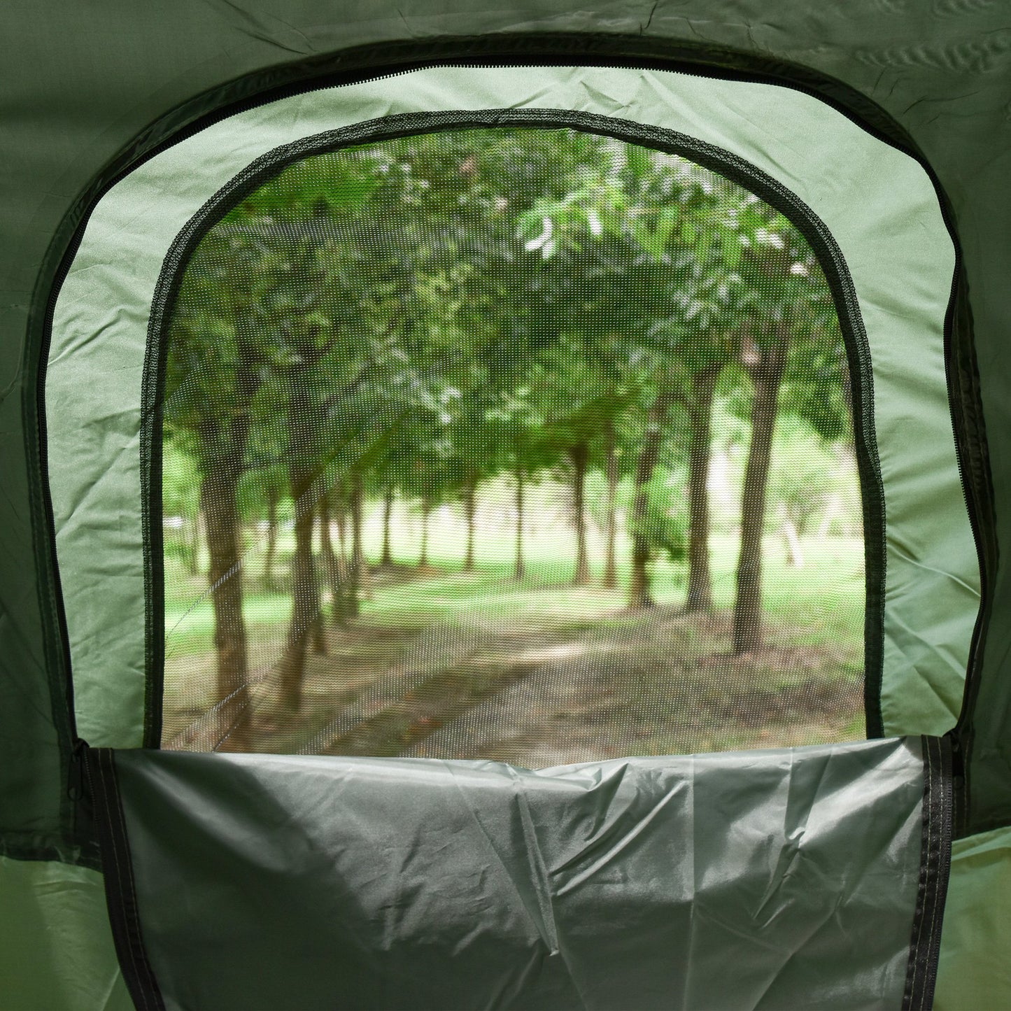 All-in-One Folding Camping Cot with Tent – Elevated Sleeping Cot with Sleeping Bag, Air Mattress & Pillow for Adult Camping